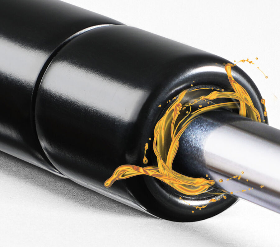 Macro view of a PAMAGOO gas strut piston rod and its oil seal